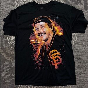 Gildan Black Graphic Tee with Orange Accents